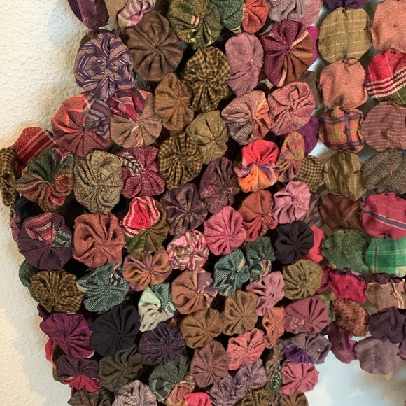 Vintage Handmade Yo-yo Brown Multicolor Boho Patchwork Vest OOAK - Picture 6 of 10